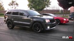 Jeep SRT8 vs Camaro SS Drag Race