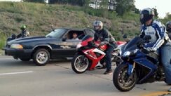Beater Mustang vs Super Bikes!