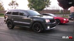 Jeep SRT8 vs Camaro SS Drag Race